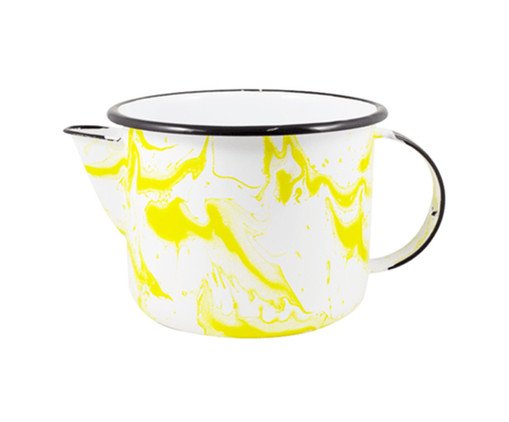 Caneca com Bico Esmaltado Marmorizado Amarela