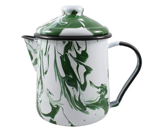 Leiteira Tradicional Esmaltado Marmorizado Verde