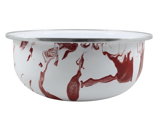 Tigela Bojuda Esmaltado Marmorizado Vermelha