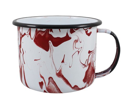 Caneca Esmaltada Marmorizada Vermelha