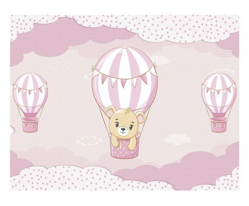 Tapete Balão Rosa Infantil - 100X130cm