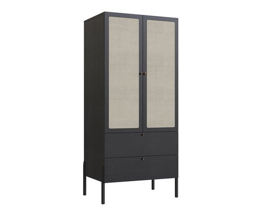 Guarda Roupas 2 Portas 2 Gavetas Palhinha Oslo Nero