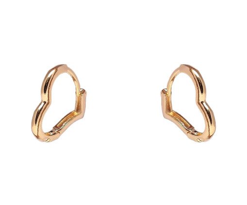 Brinco Argola de Coração Liso Médio Banhado à Ouro 18K