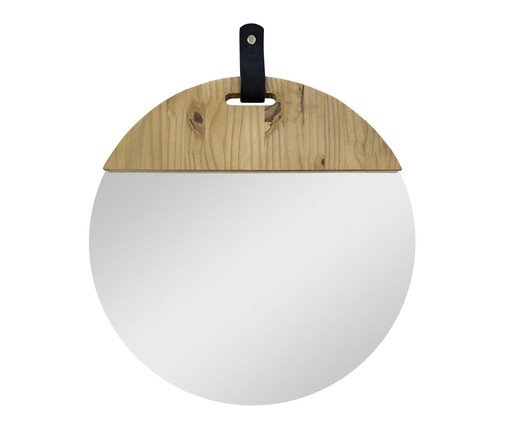 Espelho Pine Flat com Alça em Corino Preto