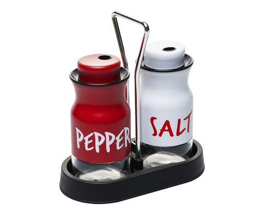 Jogo de Saleiro e Pimenteiro com Suporte Gourmet Jogo de Saleiro e Pimenteiro com Suporte Gourmet