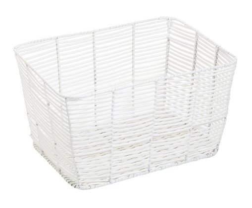 Organizador Retangular com Textura Rattan Branco