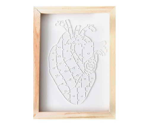 Jogo de Quebra-Cabeça Transparente Heart com Moldura Madeira