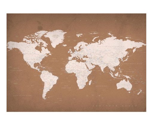 Pôster Mapa Mundi Marrom Pôster Mapa Mundi Marrom