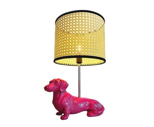 Base Luminária Cachorro Dachshund Rosa Bivolt