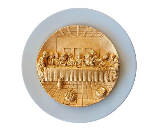 Prato em Porcelana Santa Ceia Dourado Prato em Porcelana Santa Ceia Dourado