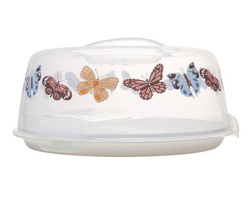 Prato para Bolo com Tampa e Alça Butterfly