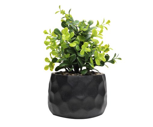 Cachepot com Planta Artificial Prisma Preto