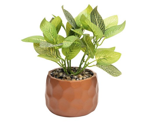 Cachepot com Planta Artificial Prisma Marrom