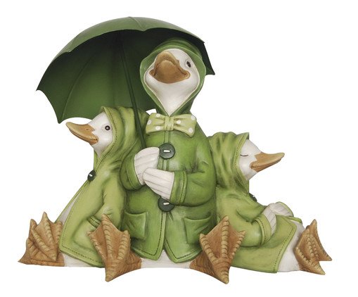 Peça Decorativa Trio de Patos em Resina Verde