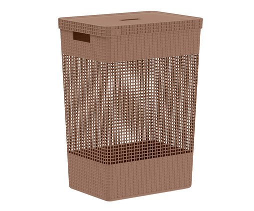 Cesto de Roupas Grid com Tampa Marrom