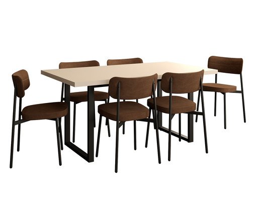 Mesa de Jantar Yon R - 4 Cadeiras Alloa - Whisky