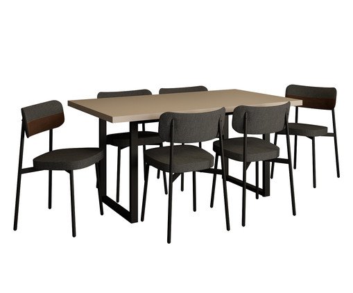 Mesa de Jantar Yon R - 4 Cadeiras Alloa - Grafite