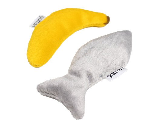 Brinquedos com Catnip Orgânico para Gatos Peixe e Banana Catfood Mini