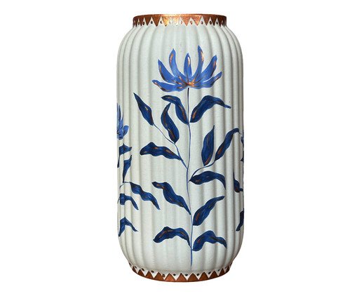 Vaso Canelado Flowers Azul