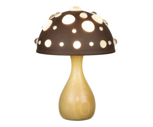 Luminária Cogumelo Marrom Cortain e Marfim