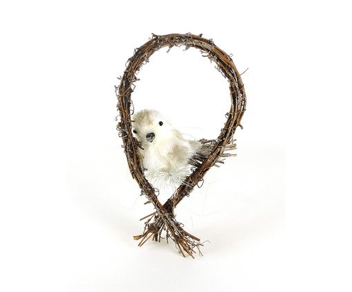Escultura Passaro Na Argola Branco E Dourado