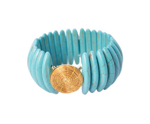 Pulseira Retangular Capim Dourado Semijoia Banho de Ouro 18K