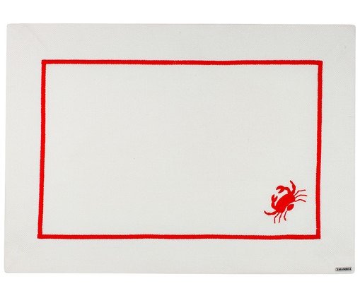 Lugar Americano Bordado Crab - Off White