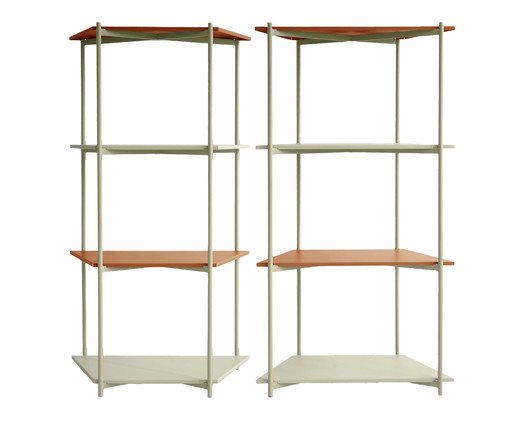 Conjunto de Estantes Trapézio Taupe e Terracota