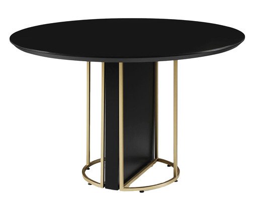 Mesa de Jantar Redonda Biena - Preto e Dourado
