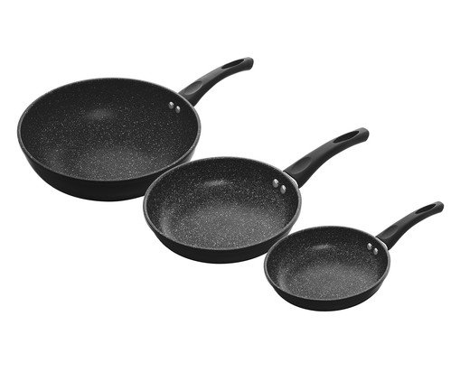 Jogo de Frigideiras Granito Chef Preto Jogo de Frigideiras Granito Chef Preto