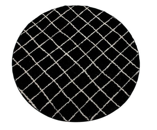 Tapete Redondo Grid - Preto