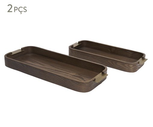 Kit Bandejas em Mdf e Metal 2 Pçs Kit Bandejas em Mdf e Metal 2 Pçs