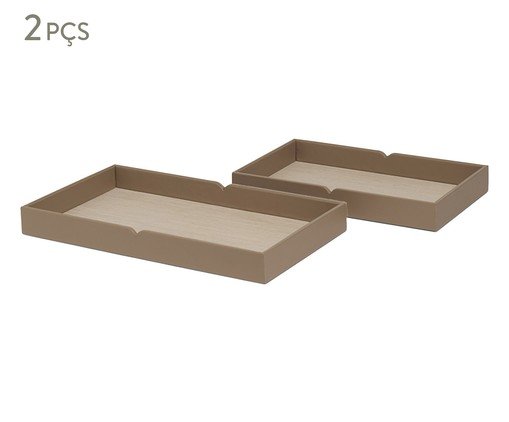 Kit Bandejas em Mdf Com Revestimento em Pu 2 Pçs Kit Bandejas em Mdf Com Revestimento em Pu 2 Pçs