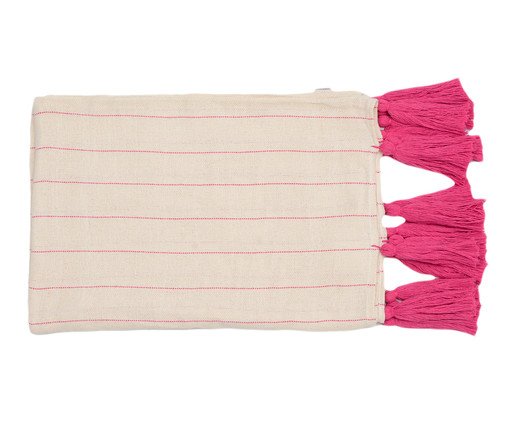 Manta para Sofá com Tassel Pop - Bege e Pink
