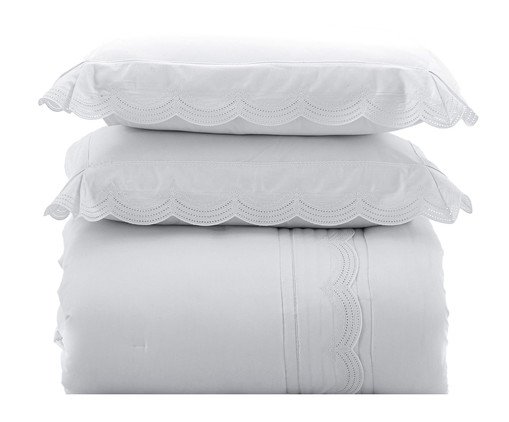Jogo de Edredom Summer Windsor Bordado Branco 300 Fios, white | WestwingNow