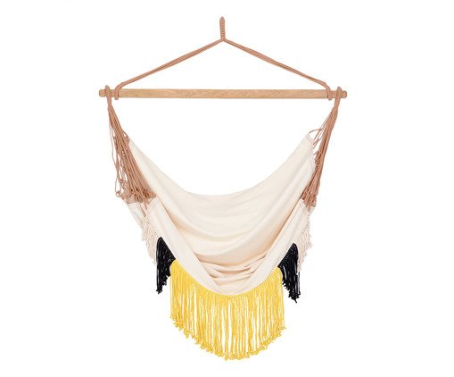 Poltrona Suspensa com Franjas Assimétricas - Bege Poltrona Suspensa com Franjas Assimétricas - Bege