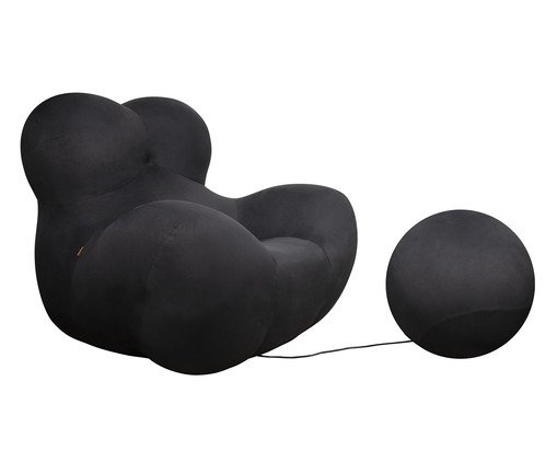 Poltrona com Pufe Femminile - Preto