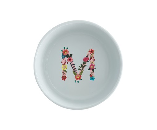 Comedouro Pet em Porcelana Monograma Floral - Letra 