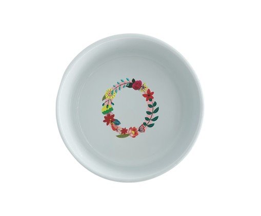 Comedouro Pet em Porcelana Monograma Floral - Letra 