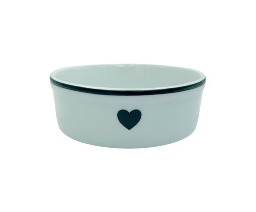 Comedouro Pet em Porcelana Heart - Preto