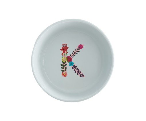 Comedouro Pet em Porcelana Monograma Floral - Letra Comedouro Pet em Porcelana Monograma Floral - Letra