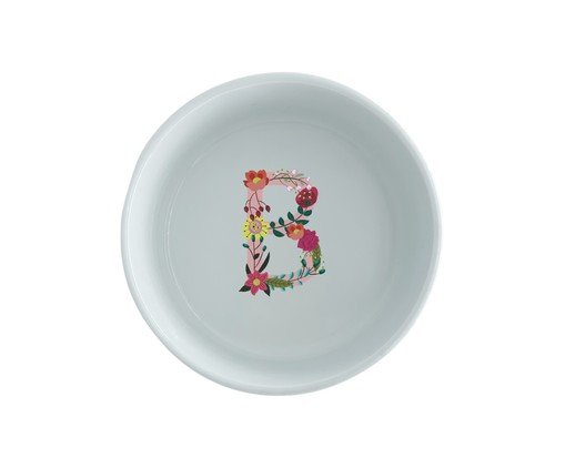 Comedouro Pet em Porcelana Monograma Floral - Letra 
