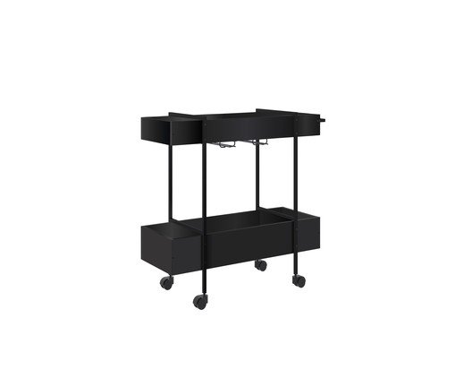 Carrinho de Bar com Porta Taças - Preto