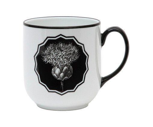 Caneca em Porcelana Herbariae - Branco e Preto