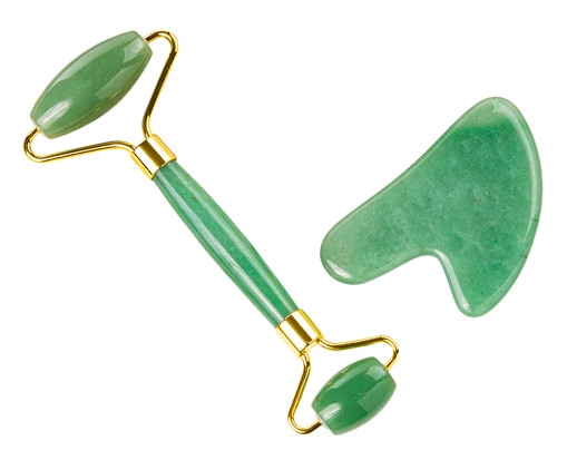 Kit de Roller e Guasha Skin Glow Jade - Verde