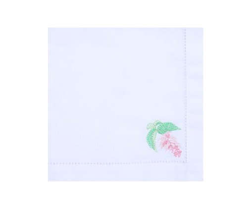 Guardanapo Ponto Ajour Bordado Bouquet - Branco