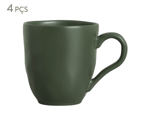 Jogo de Canecas Bio Stoneware Leaf Verde