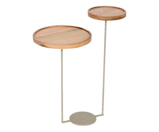 Mesa Lateral Dupla Flutuante Madeira - Taupe