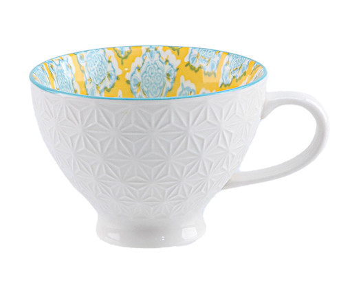 Xícara para Chá em Porcelana Bart - Amarelo e Azul