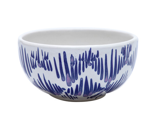 Bowl Artesanal Ikat - Branco e Azul Cobalto